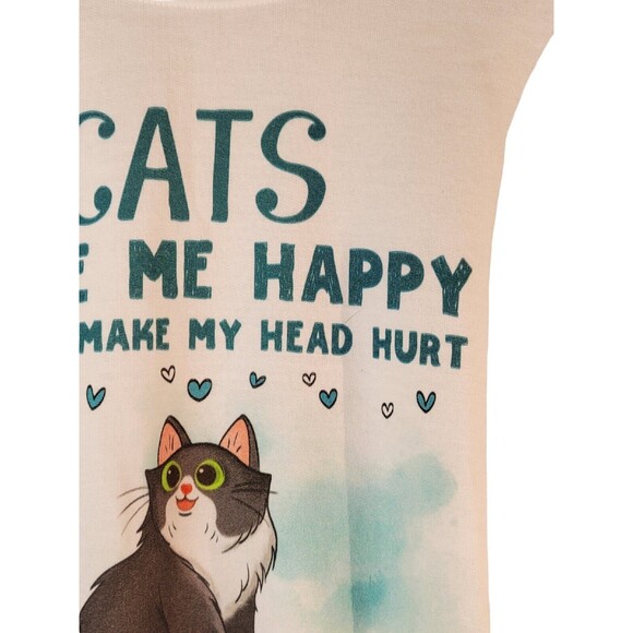 Cats Make Me Happy Sweatshirt Big B Cat Kitty Cat Lady SMALL - Picture 4 of 6